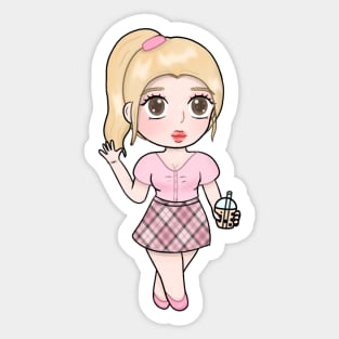 Cute chibi girl drinking boba Sticker